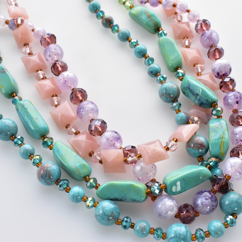 Pastel Pink Purple Blue and Seafoam Green Necklace